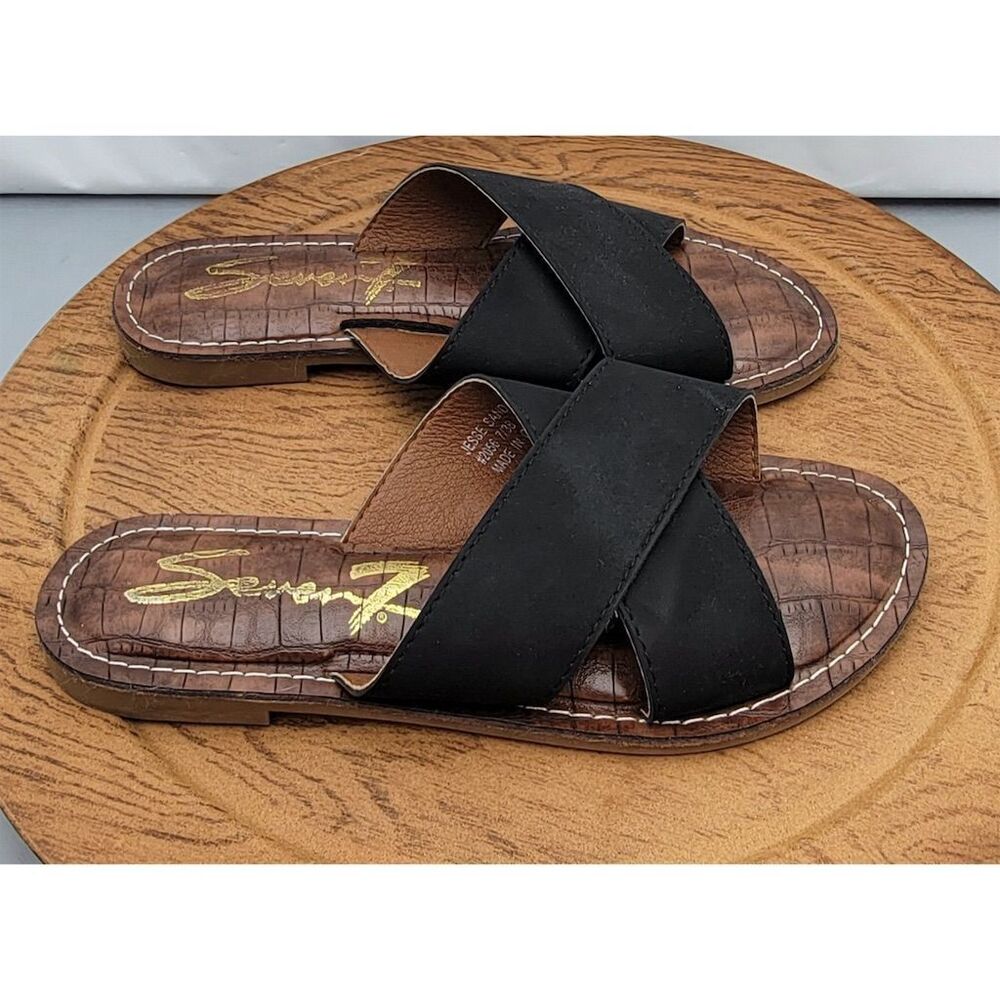 Seven7 Jesse Sandal Slides  Criss-Cross Strap Black Women's Size 7 - Picture 4 of 10